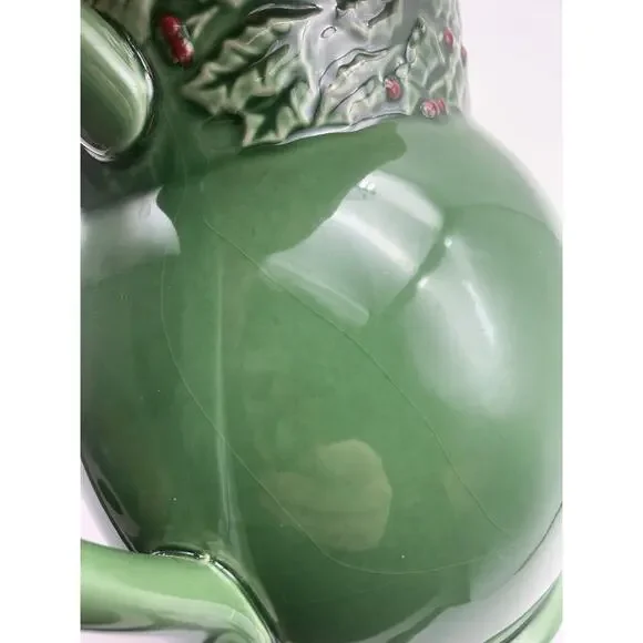 Vintage Ceramic Holiday HollyBerry Pitcher by Garden Ridge, 2005 Original Tag 8" - Picture 4 of 10